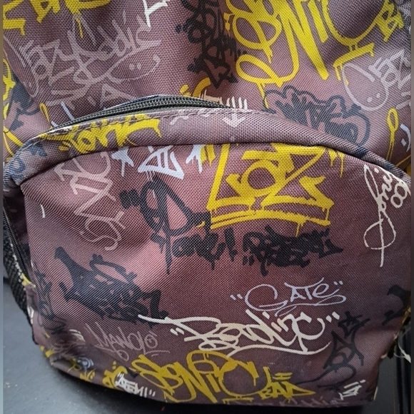 Men's Graffitti Covered Canvas Back Pack - Picture 4 of 9